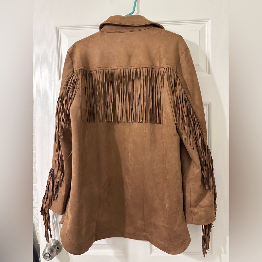 LOFT Tan Suede Fringe Cowgirl Jacket - Picture 2 of 3